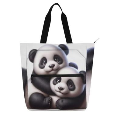 Imagem de GAIGEO Sacola fofa de urso panda para mulheres, trabalho, lona, escola, bolsa para professores, amantes de livros