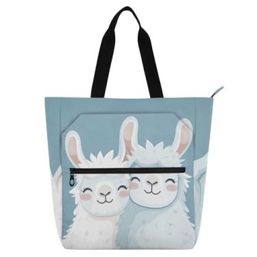 Imagem de GAIGEO Lindas bolsas de trabalho de alpaca branca para mulheres, bolsa escolar de lona com zíper, bolsas para uso diário, amantes de livros