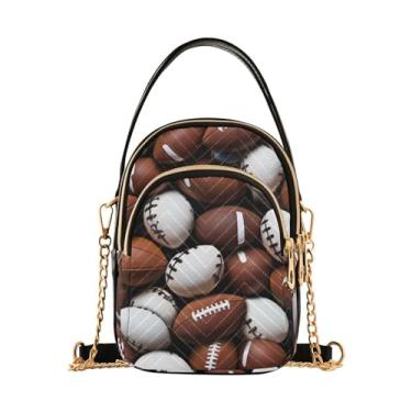 Imagem de Bolsa de ombro transversal com abóboras em aquarela, bolsa transversal feminina, bolsa transversal para mulheres, Bolas de futebol americano - 1, One Size