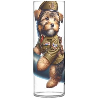 Imagem de Vasos de flores cilíndricos para buquê de cachorro terrier grande vaso de plástico fofo personalizado floral decoração de outono estética, 30 cm x 9,9 cm
