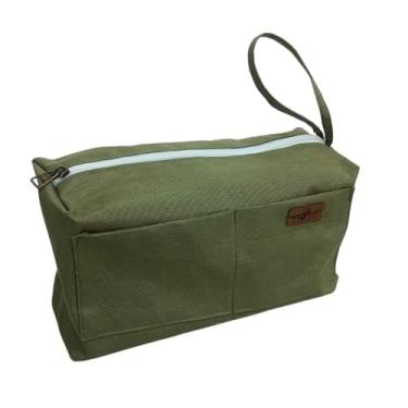 Imagem de Nécessaire organizadora tecido semi impermeável feminina, unissex, viagem, academia (Verde Militar)