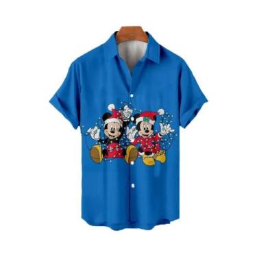 Imagem de 2025 Natal Novo Mickey Anime 3D Impresso Gola Masculina Camisa de Mang
