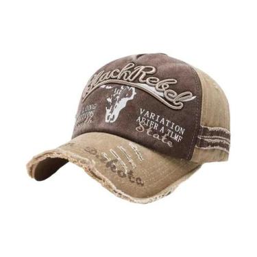 Imagem de Boné De Beisebol Masculino Retrô Com Bordado De Cabeça De Touro Lavado