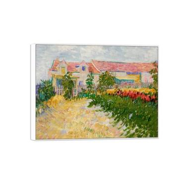 Imagem de BMZFYBS Vincent van Gogh Famosa pintura em tela de arte de parede pronta para pendurar. Jardim 2. Imagem em moldura branca para decoração de sala de estar 40 x 50 cm 16 x 20 pol