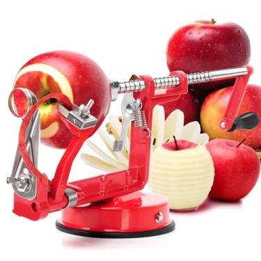 Imagem de Descascador e Removedor de Caroço Frutas Fatiador Cortador 3 em 1 com Base Sucção Potente Lâminas Aço Inoxidável para Pears and