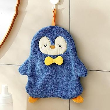 Imagem de ZJchao Toalha de Mão Animal Macia e Fofa, Pano de Prato Montado na Parede, Toalha Seca para Cozinha, Banheiro, lã 50g (Pinguim)