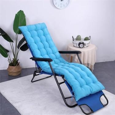 Imagem de Yadlan Almofada de espreguiçadeira espessa, alças antiderrapantes, almofada reclinável resistente ao clima ao ar livre para jardim, pátio, praia, espreguiçadeira, almofada de gravidade zero, azul