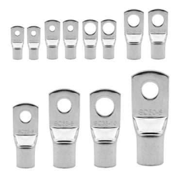 Imagem de 100/50 peças 4-50 mm sortido cobre estanhado terminais crimpagem terminais bateria fio soldagem conector kit (SC16-10,100)