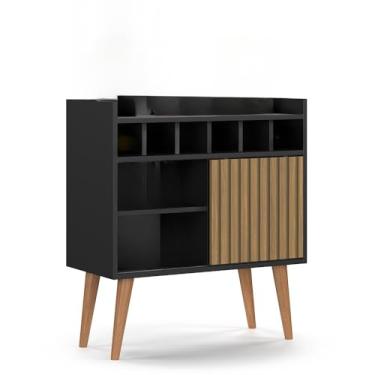 Imagem de Aparador Retrô Buffet Bar Adega Rubi Bar (FLORENÇA - PRETO/RIPADO)