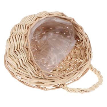 Imagem de Vaso de flores, vaso de flores, pendurar na parede, cesta de vime, rattam, jardim, videira, suporte de plantas (cor: branco-remendo estrela de cinco pontas 4) (uma cor)