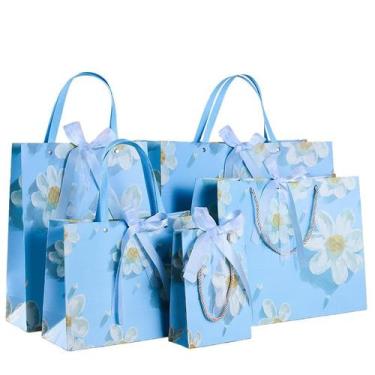 Imagem de Conjunto de sacolas de presente, cartolina de estilo fresco com alças 