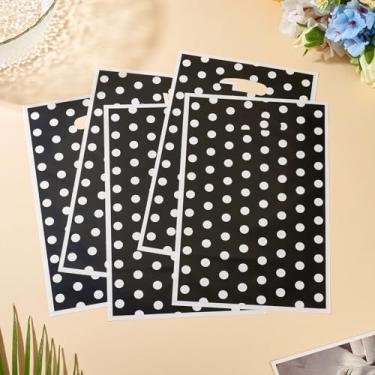Imagem de 20 peças de sacos de plástico PET de bolinhas 25,5 x 16,4 cm bolsas com alça de orifício cor dopamina roupas de compras DIY joias presente festa embalagem suprimentos (preto)