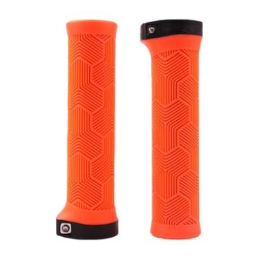 Imagem de UGPLM Conjunto de 2 Manoplas de Bicicleta Mountain Bike com Trava, Confortáveis ​​e Práticas, para Guidão de Bicicleta e Patinete de Praia, Laranja