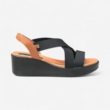 Imagem de Sandália Piccadilly Anabela Com Elástico Preta-Feminino