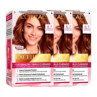 Imagem de Kit 3 L’Oréal Paris Coloração Imédia Excellence 6.7 Chocolate-Unissex