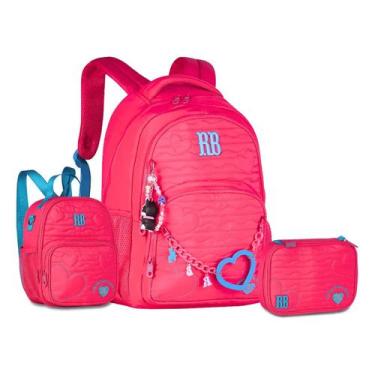 Imagem de Kit Rebecca Bonbon Heart Beats Mochila Costa Estojo E Lancheira Nova C
