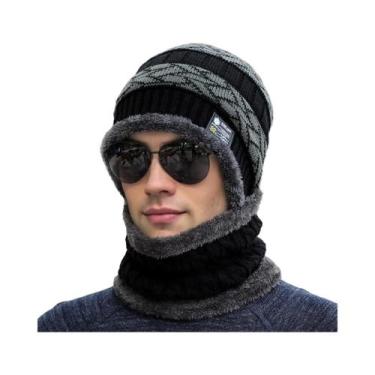 Imagem de Gorro Unissex De Tricô Com Forro De Pelúcia, Quente E Estiloso Para O 