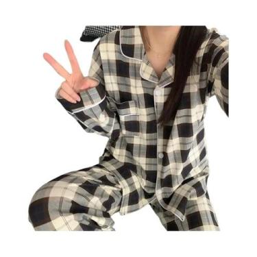 Imagem de Conjunto De Pijamas Coreanos De Manga Longa Para Mulheres, Roupas De C