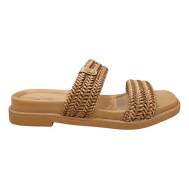 Imagem de Tamanco Modare Feminino Rasteira Trançado Conforto, Camel, 36