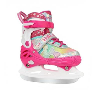Imagem de HALOSK Patins de gelo para crianças, meninas, meninos com estrela de glitter, patins ajustáveis para iniciantes com fecho triplo de segurança, cores gradientes para jovens de 5 a 16 anos