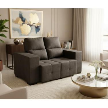 Imagem de Sofá Retrátil Reclinável 2 Lugares 140 CM Cancun em Veludo Pavia Diversas Cores Sala Estar Elegante - AV (MARROM)