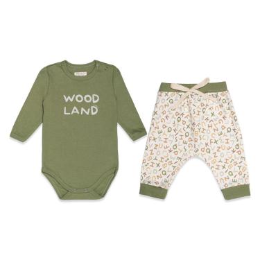 Imagem de Conjunto Bebê Menino Body/Mijão Verde Letrinhas Mini & Co-Masculino