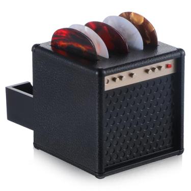 Imagem de Caixa de suporte de palhetas de guitarra, mini suporte de palheta de amplificador de guitarra personalizada com 5 palhetas de guitarra para músicos, guitarristas e amantes da música, um presente