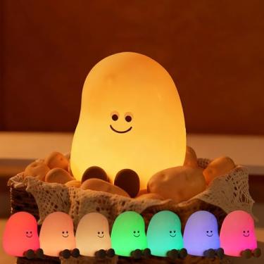 Imagem de Luz noturna de batata para crianças, luz noturna de silicone macio que muda de cor, lâmpada sensível ao toque regulável com 3 brilhos, lâmpada de cabeceira recarregável com temporizador, lindo