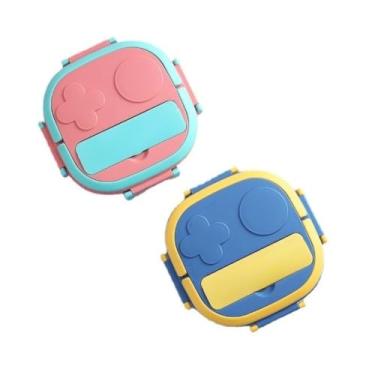 Imagem de Marmita térmica inox 304 com divisória e colher, pote hermético para sopas e caldos, lancheira portátil para refeições, fácil de transportar e limpar (cores aleatorio)