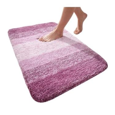 Imagem de Tapete de banheiro extra macio grosso absorvente luxuoso microfibra tapete de banho tapete de pelúcia tapetes de banho chuveiro de chão (roxo, 61 x 119 cm (24 x 47 pol))