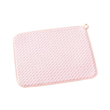Imagem de Tapete de secagem de pratos de cozinha, tapetes de secagem de armário, tapete de mesa absorvente antiderrapante resistente ao calor almofada de drenagem (rosa, 76 x 101 cm)