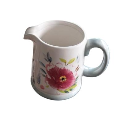 Imagem de Molho de flores pintadas à mão, pequeno jarro de leite de cerâmica, molho com alça, jarro de leite