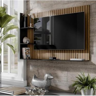 Imagem de Painel Para TV De Até 50 Polegadas Sala Clinica Sala De TV (Ripado Preto)