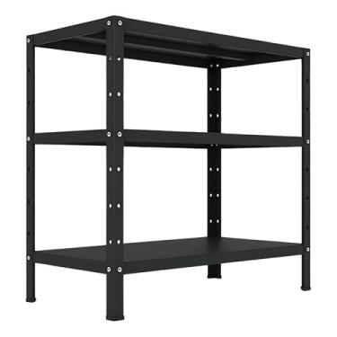 Imagem de Estante Armário Organizador Aço Industrial 68cm: Prateleiras Reguláveis Preta, Espaço Versátil