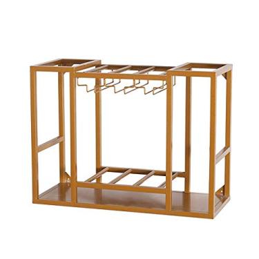 Imagem de Prateleira de parede decorativa Prateleira de vinho montada na parede Prateleiras flutuantes para cozinha Prateleira multivisor montada na parede moderna (Cor: Marrom Tamanho: Tamanho livre) (Tamanho