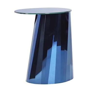 Imagem de Mesa de canto pequena moderna, mesa de canto redonda ideal para espaços pequenos, mesas laterais para sala de estar, quarto, estrutura de metal com mesa de vidro temperado, mesa de centro de destaque