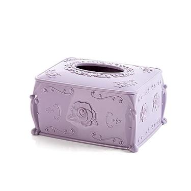 Imagem de KHUTRW3D Caixa de lenços de plástico moderna caixa de armazenamento de guardanapo organizador de sala de estar suporte de papel recipiente de guardanapo mesa (roxo)