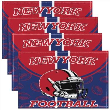 Imagem de Feelyou Jogo americano de futebol americano conjunto de 4 tapetes de mesa de Nova York de 30,5 x 45,7 cm para festa, cozinha, decoração de jantar, tapete de futebol americano para mesa de jantar 45,7