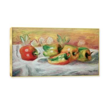 Imagem de Moldura dourada. Arte vintage emoldurada de frutas mortas, pintura clássica de cozinha country, decoração de parede de casa de fazenda quente para sala de jantar e cozinha. C60. 75 x 135 cm - 29,5 x