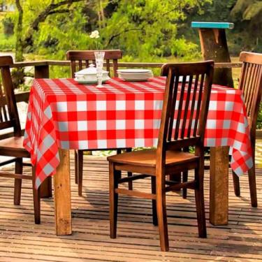 Imagem de Toalha de Mesa Térmica Impermeável Plástica Ultra Grossa Retangular 4 6 8 10 Lugares Fácil Limpeza para Cozinha e Sala(Chessmate Vermelho,6 Lugares)
