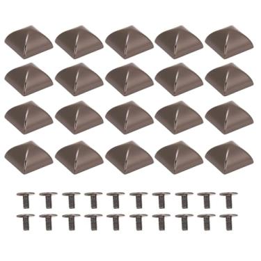 Imagem de CUOFYUNL 20 peças de rebites de pirâmide de 18 mm rebites quadrados de liga de zinco com parafusos de PH para cintos, bolsas, chapéus, sapatos (Prata Preto)