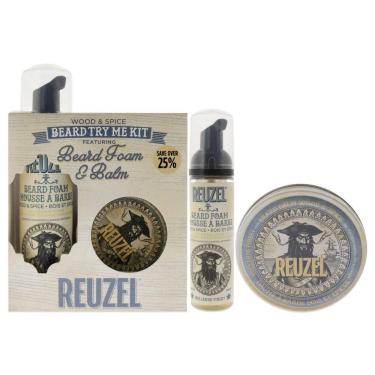 Imagem de Kit Beard Try Me Reuzel Wood and Spice para homens com bálsamo 35g