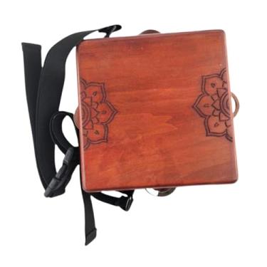 Imagem de MERIGLARE Cajon de madeira bicolor, tambor de mão portátil pequeno de 15 cm (5,9 polegadas), pandeiro de viagem, caixa de madeira