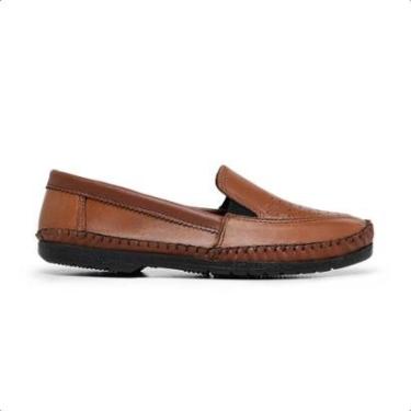 Imagem de Mocassim Masculino Couro Legítimo Oxford Sapatilha Costurada Com Elástico-Masculino