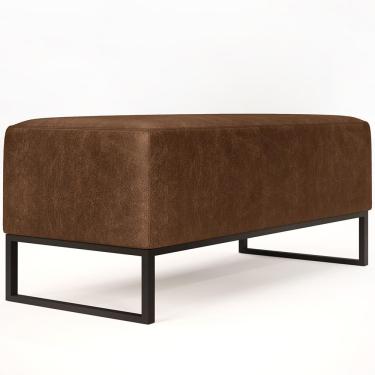 Imagem de Puff Decorativo Para Sala de Estar Cléo W01 Base de Ferro 90cm Couríssimo Marrom - Lyam Decor