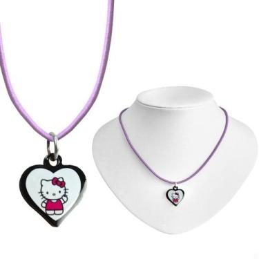 Imagem de Colar infantil menina + pingente preto hello kitty premium presente cr