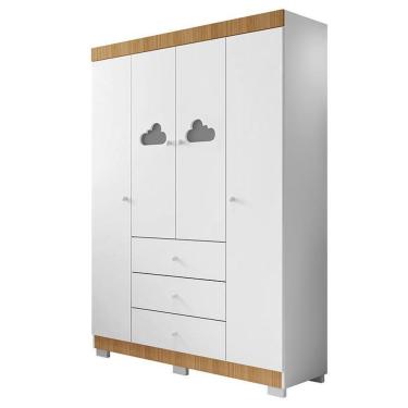 Imagem de Guarda Roupa Infantil Ane 4 Portas E 3 Gavetas Branco/carvalho - Phoenix Baby