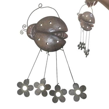 Imagem de Sino Dos Ventos Flores Joaninha Decoraçao Quintal Janela Varanda Jardim Enfeite Relaxante Som Suave