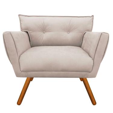 Imagem de Poltrona Anitta Suede Pés Palito Castanho D'Rossi Bege