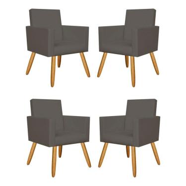 Imagem de Kit 04 Poltronas Nina Decorativa Recepção Oferta Courino - Balaqui Decor Cor:courino Cinza